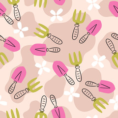Gardening Tools Vector Seamless Pattern