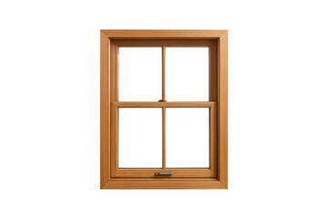 Fototapeta premium Wooden Window Frame with Glass Panes Isolated on Transparent Background