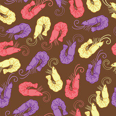 doodle shrimp pattern for background, wrapping, wallpaper, etc.