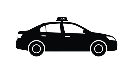 Fototapeta premium A black silhouette of a taxi cab on a white background silhouette