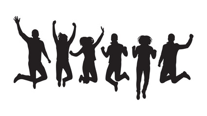 Obraz premium Diverse People Jumping for Joy Flat Design Vector Illustration, Happy Team Celebration