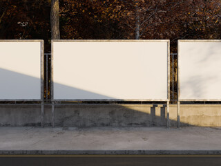 White Blank Billboard Mockup 3D Rendering