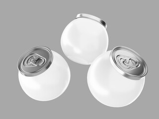White Blank Round Drink Can Packaging Mockup 3D Render for Soda, Coffee, and Juice Packaging
