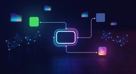 Digital colorful flow chart management, ai connected social services