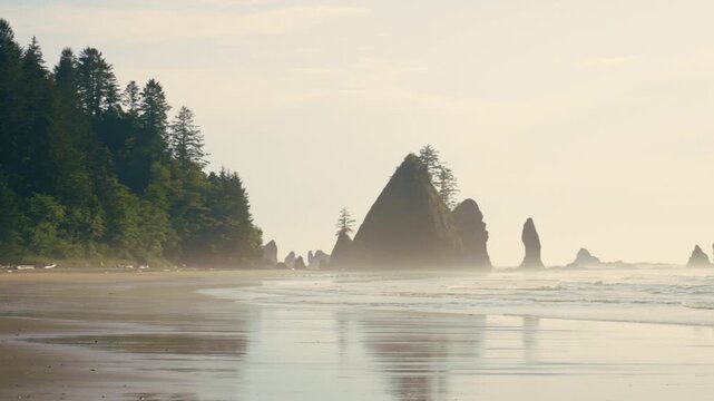 Stunning Sunset At Washington States Coastline