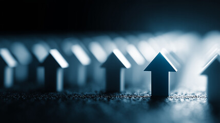 Blue Arrow Changing Direction Among White Arrows Concept