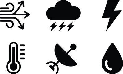 Four Black Weather on White Background wind