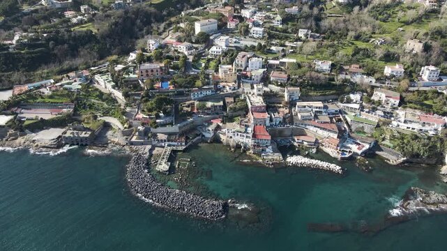 Aerial View of Marechiaro Harbor in Naples, Campania, Italy
