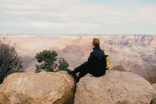 A woman enjoying the Grand Canyon
