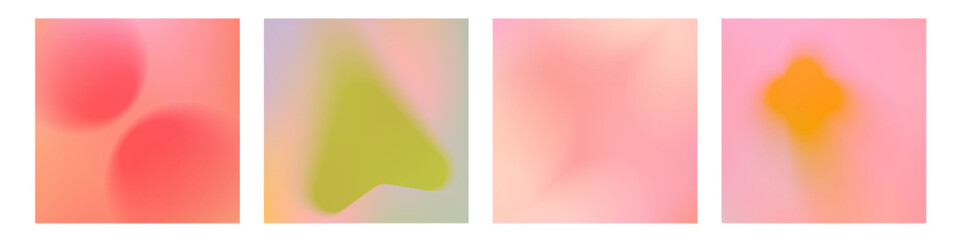 Trendy square background collection. Soft gradient cover set with blurred shapes