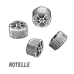 Rotelle Pasta vector illustration. Hand drawn sketch design element.