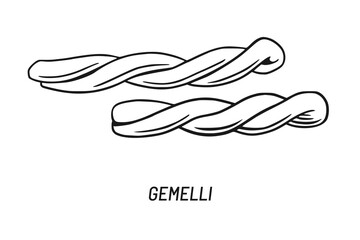 Gemelli Pasta vector illustration. Hand drawn sketch design element.