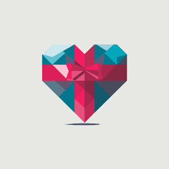 Faceted geometric heart icon in modern low poly style