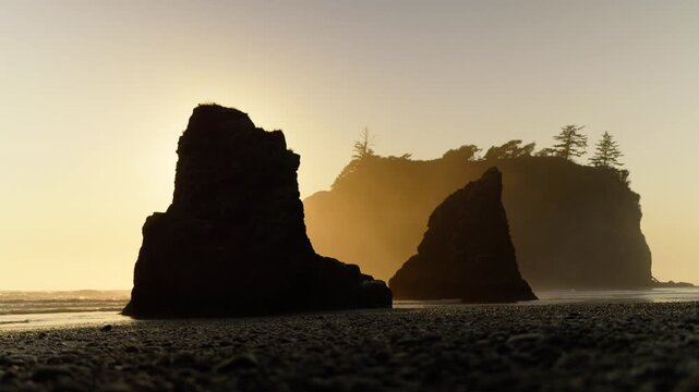 Stunning Sunset At Washington States Coastline