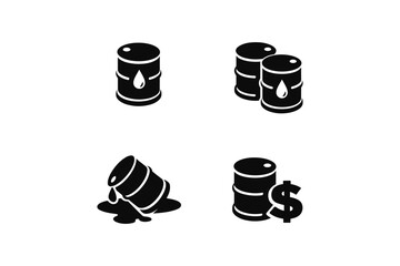 Oil Barrel Icons Set
