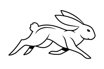 Obraz premium A Running Rabbit Line-art Vector Illustration