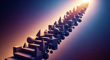 Obraz premium Abstract Geometric Pathway. Concept featuring abstract, geometric, pathway, shapes, 3d.