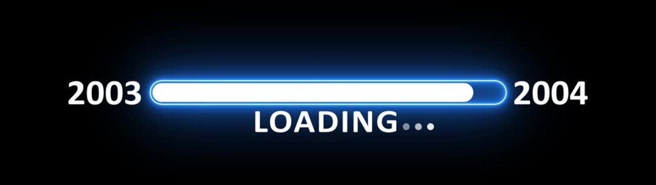 Loading bar from 2003 to 2004 new year transfer animation. New year 2004 loading bar animation Year changing from 2003 to 2004. New year, annual plan, growth strategy, business planning.