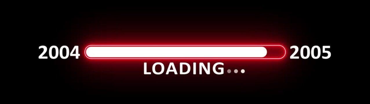 Loading bar from 2004 to 2005 new year transfer animation. New year 2005 loading bar animation Year changing from 2004 to 2005. New year, annual plan, growth strategy, business planning.