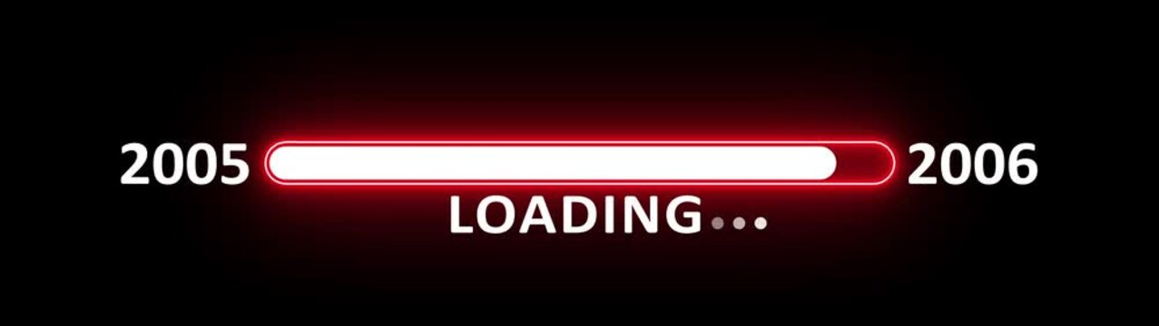 Loading bar from 2005 to 2006 new year transfer animation. New year 2006 loading bar animation Year changing from 2005 to 2006. New year, annual plan, growth strategy, business planning.