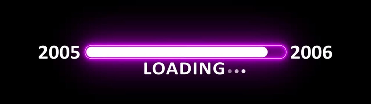 Loading bar from 2005 to 2006 new year transfer animation. New year 2006 loading bar animation Year changing from 2005 to 2006. New year, annual plan, growth strategy, business planning.