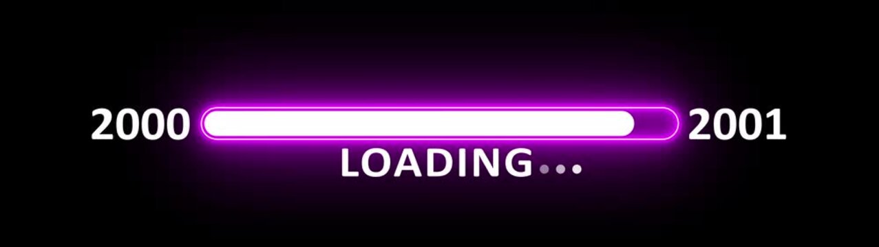 Loading bar from 2000 to 2001 new year transfer animation. New year 2001 loading bar animation Year changing from 2000 to 2001. New year, annual plan, growth strategy, business planning.