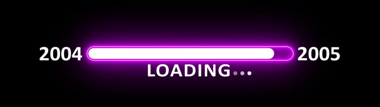 Loading bar from 2004 to 2005 new year transfer animation. New year 2005 loading bar animation Year changing from 2004 to 2005. New year, annual plan, growth strategy, business planning.