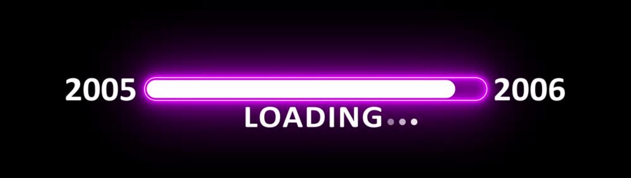 Loading bar from 2005 to 2006 new year transfer animation. New year 2006 loading bar animation Year changing from 2005 to 2006. New year, annual plan, growth strategy, business planning.
