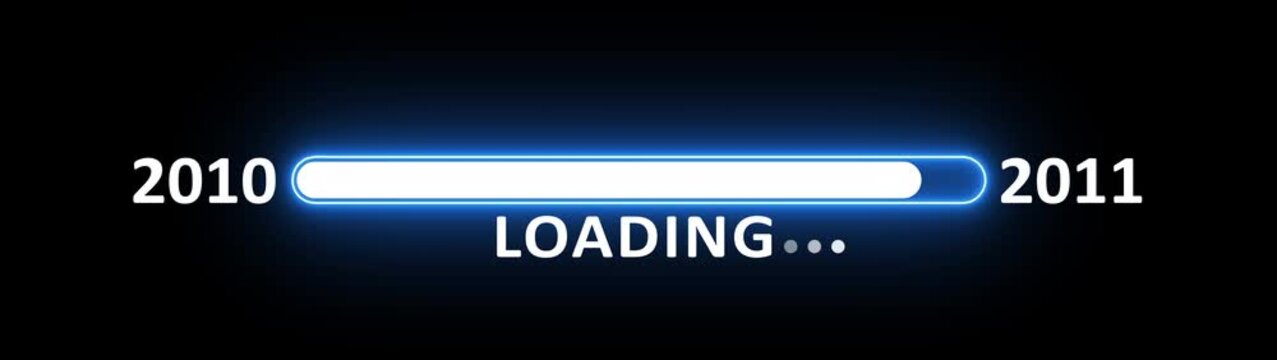 Loading bar from 2010 to 2011 new year transfer animation. New year 2011 loading bar animation Year changing from 2010 to 2011. New year, annual plan, growth strategy, business planning.