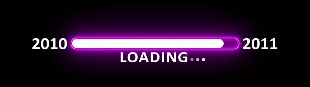 Loading bar from 2010 to 2011 new year transfer animation. New year 2011 loading bar animation Year changing from 2010 to 2011. New year, annual plan, growth strategy, business planning.