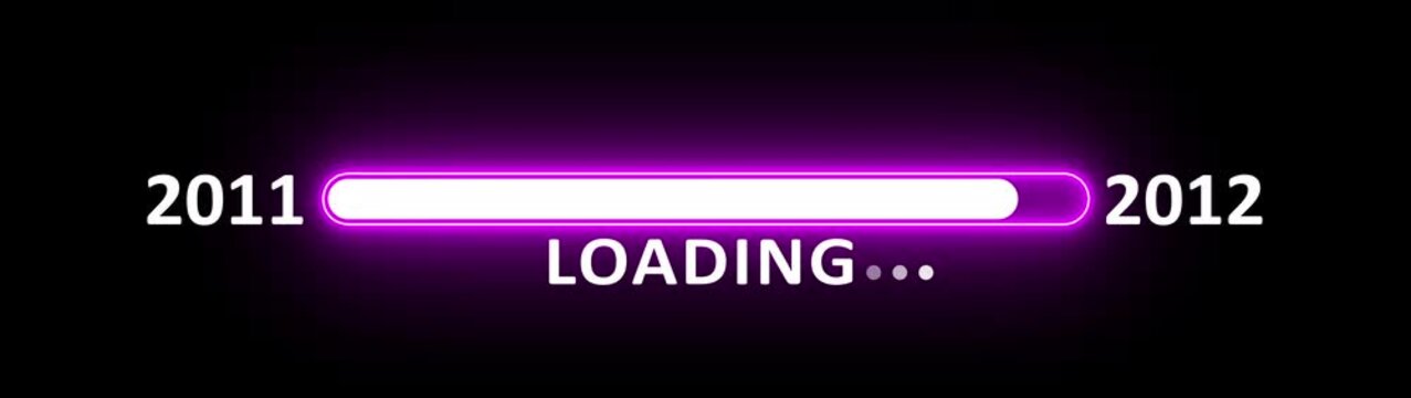 Loading bar from 2011 to 2012 new year transfer animation. New year 2012 loading bar animation Year changing from 2011 to 2012. New year, annual plan, growth strategy, business planning.