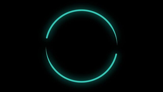 Cyan neon laser looping circle animation with clean glowing frame