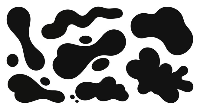 Abstract black shapes pattern reminiscent of cow hide markings, a whimsical design element for