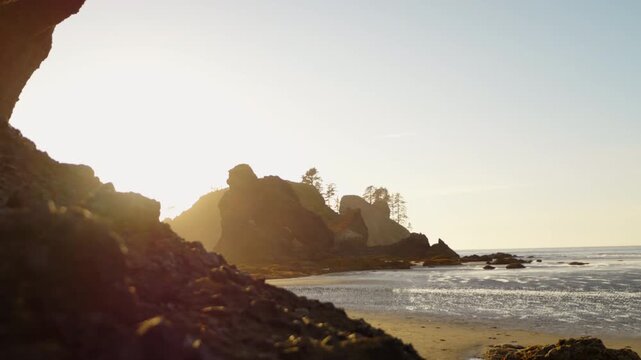 Stunning Sunset At Washington States Coastline