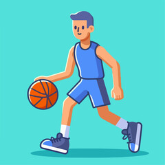 Cartoon vector illustration of people playing basketball