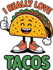 Animated Taco Character with Shoes and Thumbs Up cartoon