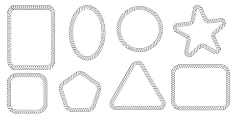 Set rope freames, flat vector, rope brush element. Circle, stsr, triangle © Cibula