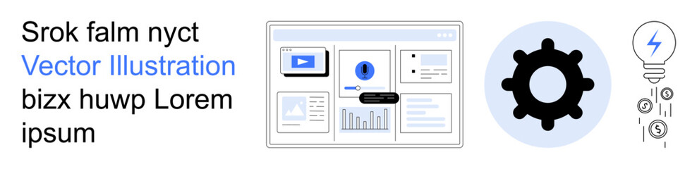Fototapeta premium Data visualization, business innovation, technology workflow, teamwork, analytics, productivity. Data dashboard with graphs and charts. Data visualization and business innovation concept