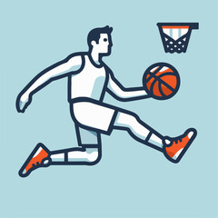 Cartoon vector illustration of people playing basketball