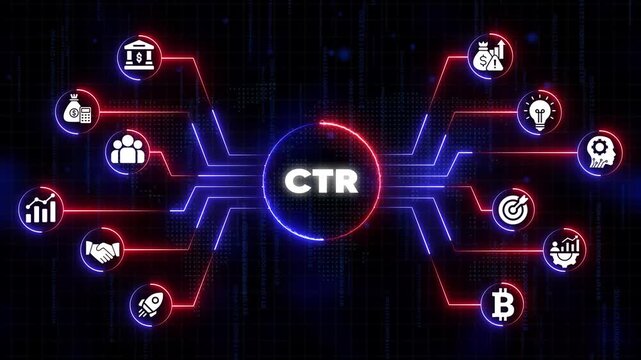 Click Through Rate C T R Concept with Financial and Graphs on Digital Background financial digital marketing