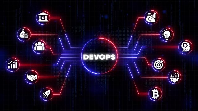 Dev Ops Concept with Representing Business Finance Technology and Growth devops