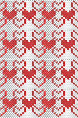 Red and White Knitted Pattern with Zigzag Design for Winter and Holiday Themed Backgrounds and Textiles