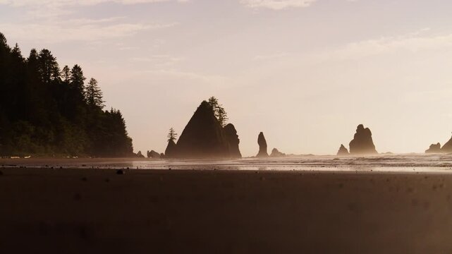 Stunning Sunset At Washington States Coastline