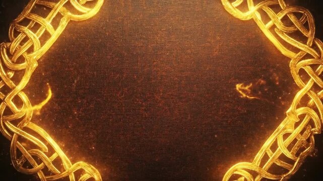 Elegant gold chain border on dark textured background with sparkling effects