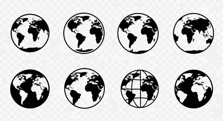 Obraz premium Diverse vector earth globes illustration, symbolizing global connectivity and cartography design