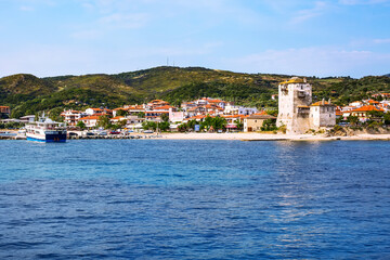 Fototapeta premium Ouranoupolis harbor, ferry boat, Athos, Greece