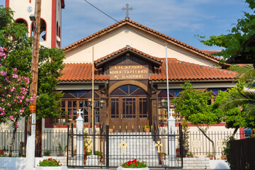 Fototapeta premium The church in Ouranoupoli town on Athos peninsula, Halkidiki, Greece
