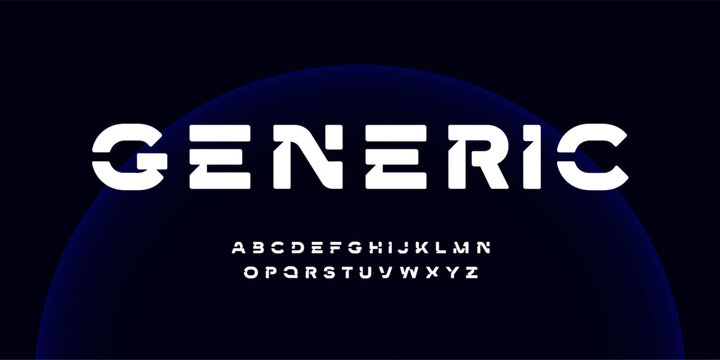 Geometric Font Logo Bold Futuristic Alphabet Vector Letter Set Modern Typography, Creative Typographic Design for Title Text, AI Poster Headline, Type Symbol Logotype, Sci-fi Fonts. Vector Typeface