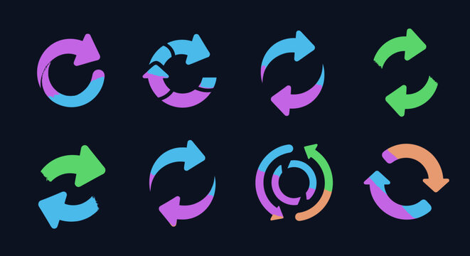 Abstract colorful arrows symbols for circular process presentation and diagrams  illustration