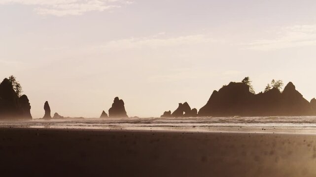 Stunning Sunset At Washington States Coastline